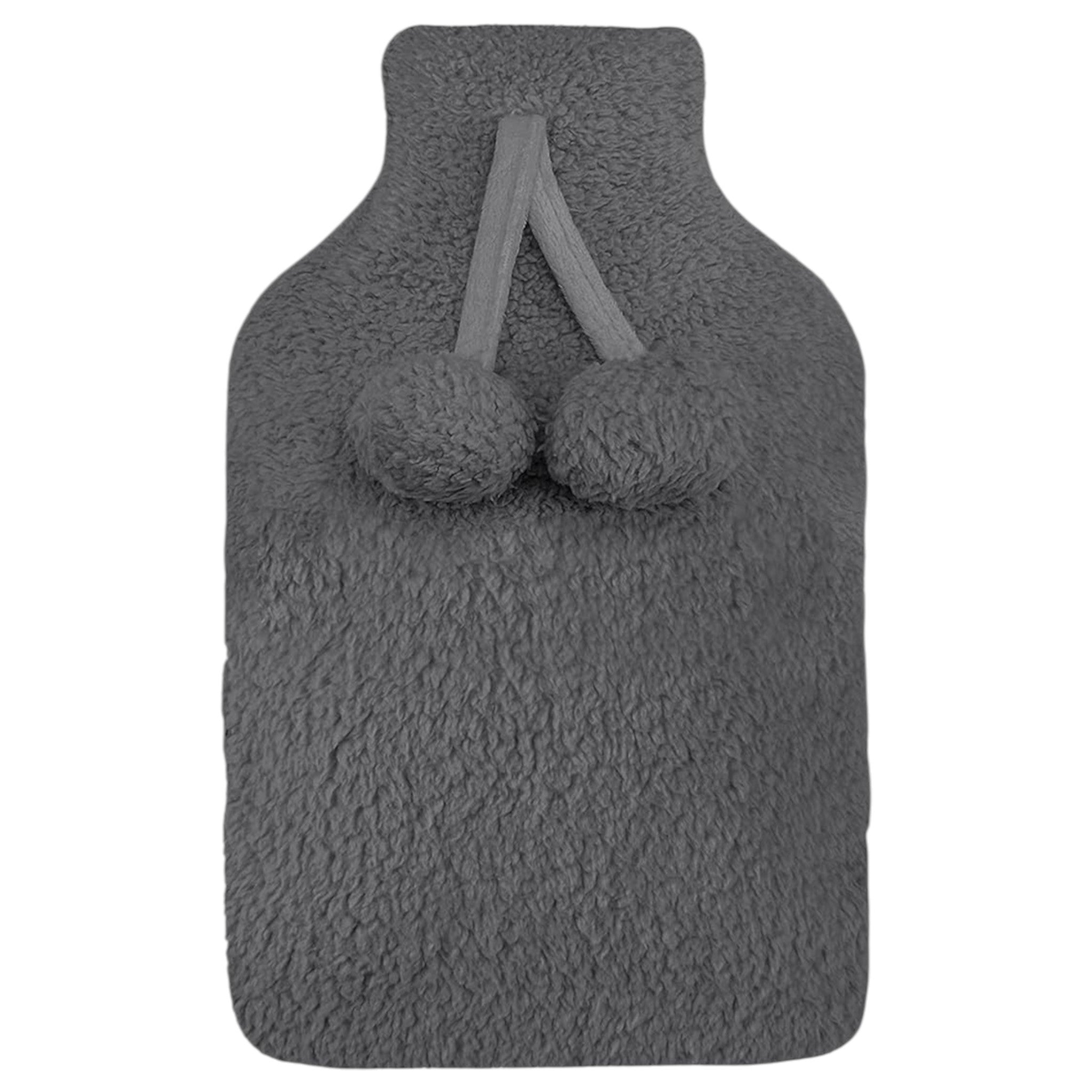 Elite Heat hot water bottle with removable plush cover, perfect for winter in charcoal grey